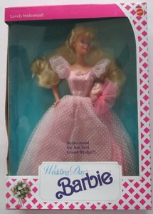 VINTAGE 1990 MATTEL PINK BOX BARBIE PUPPE HOCHZEITSTAG BARBIE * SCHÖNE BRAUTJUNGFER - Bild 1 von 6