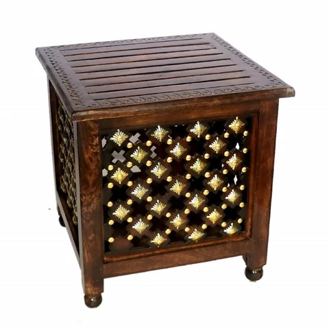 HIDDEN STORAGE Table/Stool with Brass Work & Storage for Living and Bedroom Cover