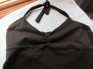 PRANA BREATHE HALTER TOP SIZE L DARK BROWN TIES IN BACK SOFT INNER BRA USA MADE - Picture 1 of 6