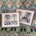 Antique Etchings Engravings Original Freda Marston Cotswolds And Sussex Downs