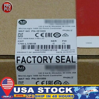 New AB 1766-L32BXB MicroLogix 1400 32 Point Controller 1766L32BXB US Free Tax - Image 1 of 4