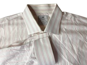 Hawes & Curtis Warwick Dress Shirt Men's 19 - 38 Pink Pin Striped French Cuff - Picture 1 of 5