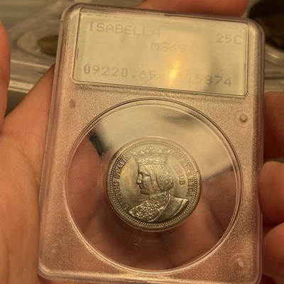 Pq 1893 Isabella Cuarto Conmemorativo 25c Antiguo Pcgs Sonajero Soporte Tonificado OGH Foto 1 de 4