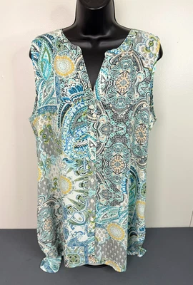 Top Spense Para Mujer Estampado Paisley Sin Mangas Azul Talla XL Hippie Retro Boho Foto 1 de 4