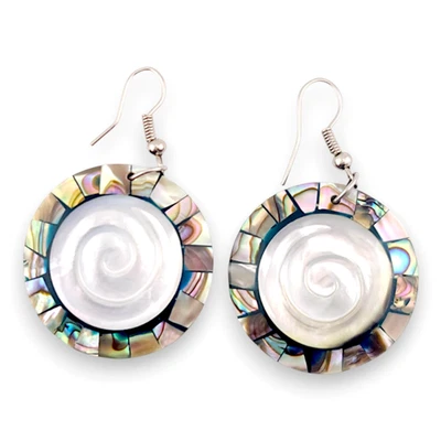 MOP Madreperla Abulón Concha Espiral Gota Pendientes Mujeres Joyería Regalo Foto 1 de 4