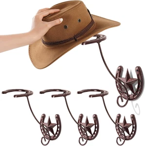 Cowboy Hat Organizer Rack for Wall 4 Pack Metal Cowboy Hat Holder Wall Mounted I - Picture 1 of 9