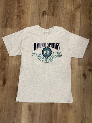 Camiseta de colección 1990 Gear for Sports para hombre grande gris Harbor Springs Michigan  Foto 1 de 4