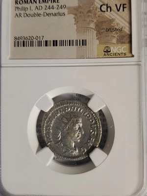 Philip The 1st A.D.244 SILVER AR.DOUBLE DENARIUS. Ch Verry Fine.. - Image 1 of 4