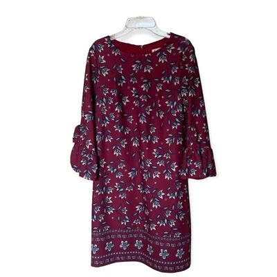 Vestido Nanette Lepore floral cranberry manga sino com zíper nas costas tamanho 4 - Imagem 1 de 4