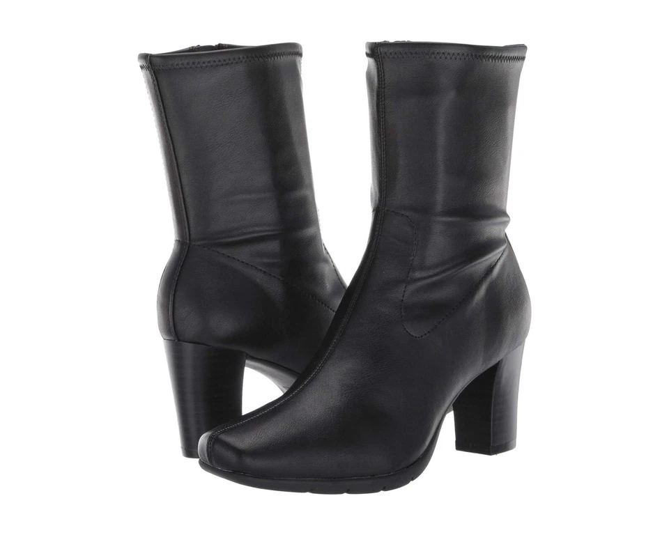 Aerosoles Z34128 Womens Black Faux Leather Cinnamon Boots Size 10 M