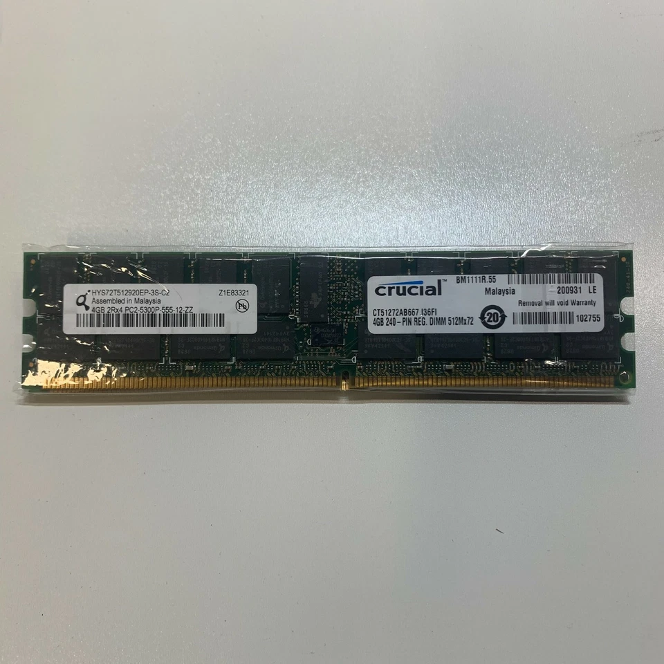 Crucial 4GB CT51272AB667 PC2-5300P-555-12-ZZ DDR2 Server Memory RAM - Image 1 of 1
