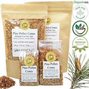 Pine Pollen Cones Organic Pinus Sylvestris Pine Tree Buds & Tops Dried Cut Loose - Picture 1 of 12