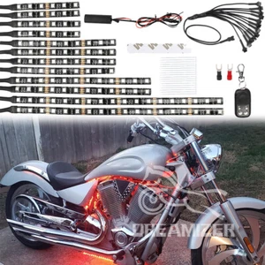 12x Motorcycle RGB Neon Underglow Strip Lights For Victory Kingpin Vegas Hammer - Picture 1 of 8