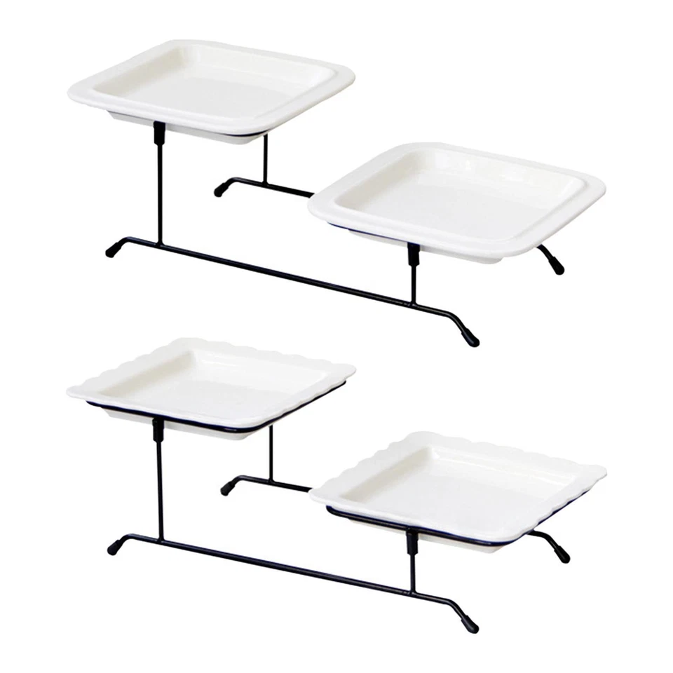 2 Tiered Serving Tray Fruit Dessert Tray Food Display Events Bar - Image 1 of 1