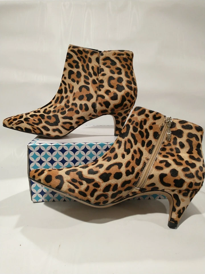 Limelight Moira Womens Leopard Print Haircalf Kitten Heel Leath Booties  Sz 12 M - Image 1 of 4