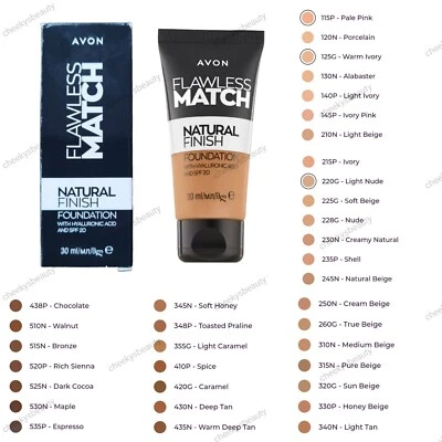 Avon Flawless Match Natural Finish Foundation SPF20  30ml Choose Your Shade - Image 1 of 4