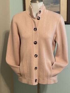 Carlisle Silk Cashmere Button Heavy Knit Pink Sweater Cardigan Medium Pockets