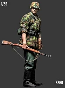 •1/35 Resin Figure German Waffen SS Soldier Standing w 98K Rifle Model Kit 3356 - Picture 1 of 5
