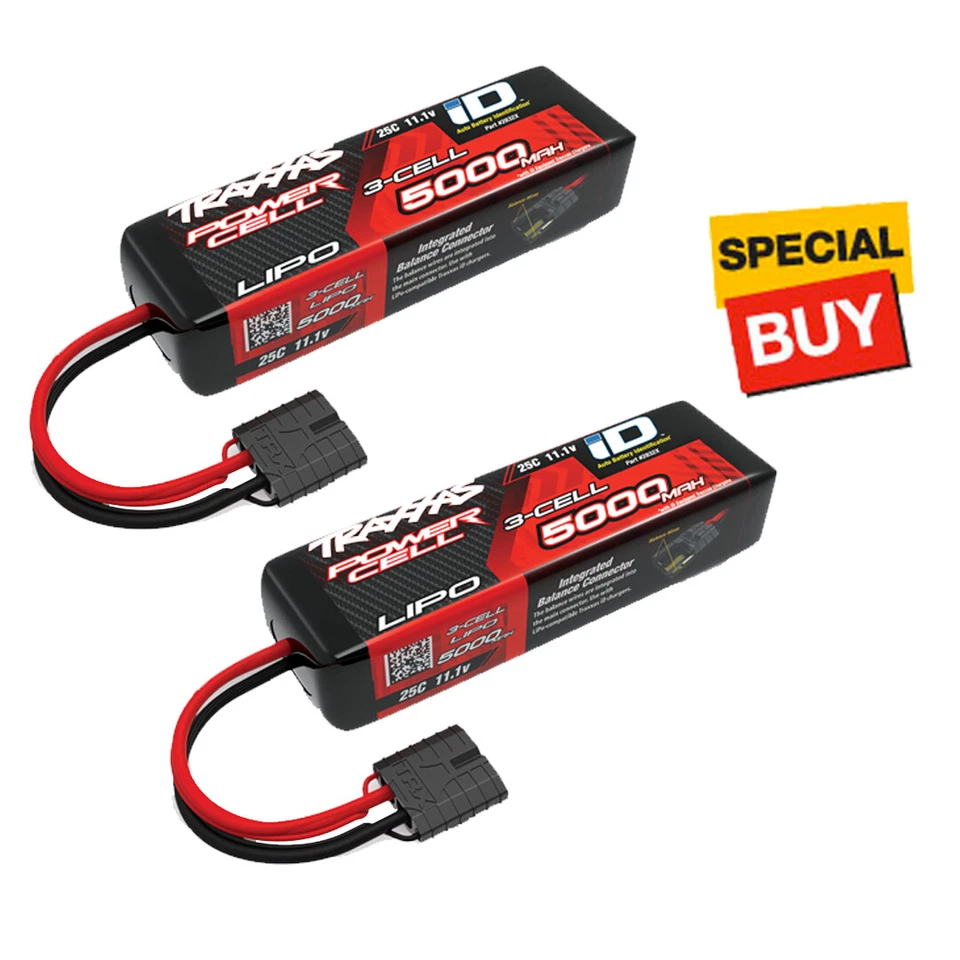 Traxxas 5000mAh 11.1v Power Cell 3S 25C LiPo Battery (2) w/ iD Traxxas Connector - Image 1 of 1