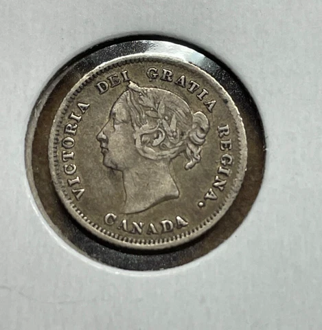 1880 "H" Canada Canadian 5c 5 cent SILVER Queen Victoria coin DETAILS High grade Cover