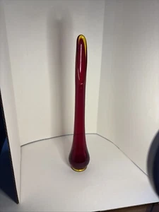 Vintage MCM 12 3/4”Dark Red & Yellow Swung Vase - Picture 1 of 9