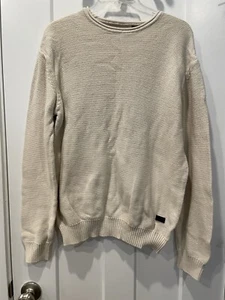 Buckle Outpost Makers Men's Long Sleeve Cotton Pullover Sweater, Ivory Large - Picture 1 of 7
