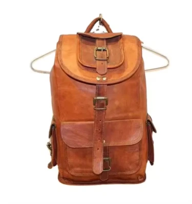 Bag Treated Leather Goat Backpack S Men Rucksack Laptop Vintage Messenger - Image 1 of 3