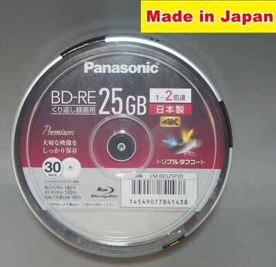 Panasonic 30 Blu-ray BD-RE 25GB 2X Original Spindle Printable Rewritable  - Image 1 of 4