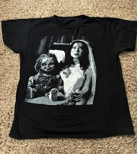 Vintage Bride Of Chucky Black T-Shirt With Jennifer Tilly - Picture 1 of 5