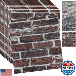10PCS 3D Wall Panels Peel and Stick 3D Brick Wallpaper Peel and Stick Faux St - Picture 1 of 5