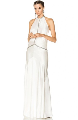 Abito Alexander Wang impreziosito con catena in seta raso taglia 6 US prezzo al dettaglio $1995