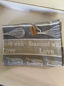 PARK DESIGNS WIE GEBACKEN 2 JACQUARD GESCHIRRTÜCHER 100 % BAUMWOLLE 19” X 28” GRAU & BEIGE - Bild 1 von 4