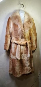 Hand Sewn Vintage Rabbit Fur Full Length Coat-small excellent condition READ - Picture 1 of 24
