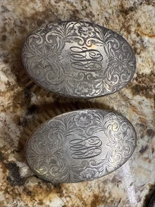 Alvin Sterling Vanity Clothes natural bristles Brush Pair - Picture 1 of 6