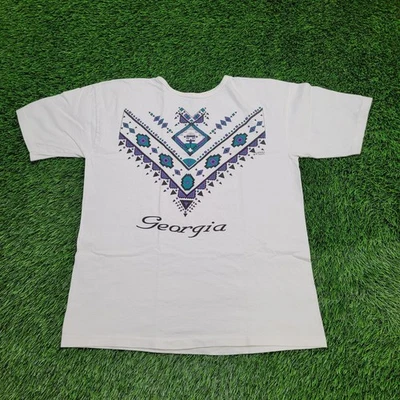 Винтажная женская футболка коренных американцев ацтеков 90-х большой размер 20x24 белая - Изображение 1 из 4