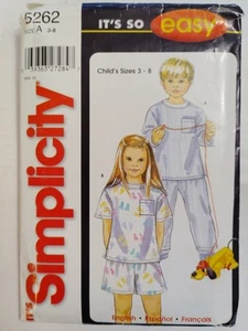 Pijama Pantalones para Dormir Top Pantalones Cortos Niños Niñas 3 4 5 6 Simplicity 5262 Patrón de Costura - Imagen 1 de 7