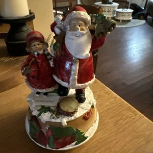 Caja de música vintage con Papá Noel y niña. Obras de teatro “Deck The Halls”. - Imagen 1 de 2