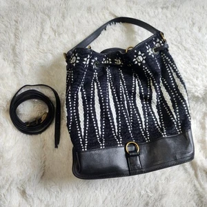 Tory Burch Boho Hippie Woven Leather Cinched Bucket Bag/Backpack Gold Hardware - Picture 1 of 11
