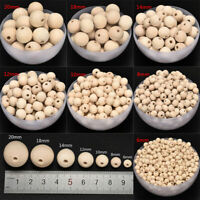 Round Wood Spacer Bead Natural Unpainted Wooden Ball Beads DIY Craft Jewelry  PP 