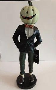 Martha Stewart Halloween Dapper Jack Green Pumpkin Head Man 18" Tall - Picture 1 of 10