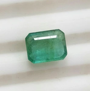 1.65 Ct Natural Emerald Cut Top Green & Good Luster Zambia Emerald Genuine Gems - Picture 1 of 11