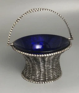 Victorian EPNS Basket Weave Sugar Basket & Liner c1870 CDZX - Picture 1 of 4