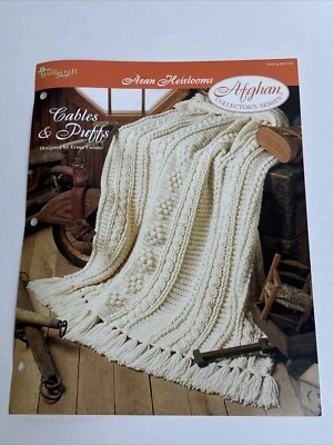 Cables & Puffs Aran Afghan Crochet Pattern Card Needlecraft Shop - Image 1 of 4