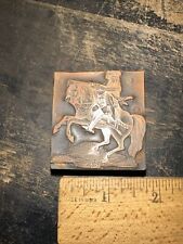 Print Block “ Beautiful Horse & Noble Rider ” Copper Face, Nice Details!