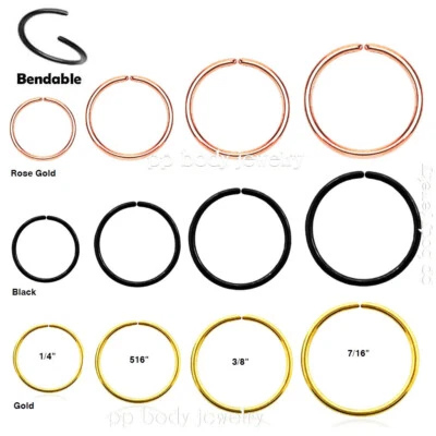 2 件 无缝可弯曲环 IP 手术钢鼻环耳朵唇部 Septum Tragus — 第 1/4 张图片