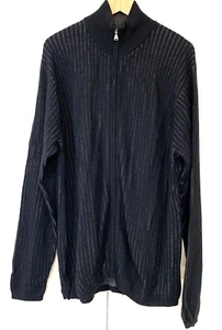 Murano Full Zip Cardigan Mens XL Extra Fine Merino Wool Black Grandpa Dad Core - Picture 1 of 11