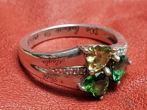 Metal Detecting Finds on The Beach - Engraved Silver 925 Ring With Gemstones - Picture 1 of 9