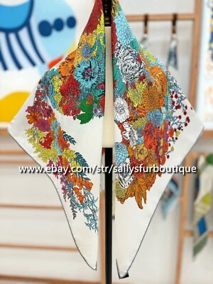 Lenço Sallys 14 Momme sarja envoltório de seda floral estampa de cavalo xale quadrado 35"/90cm - Imagem 1 de 4