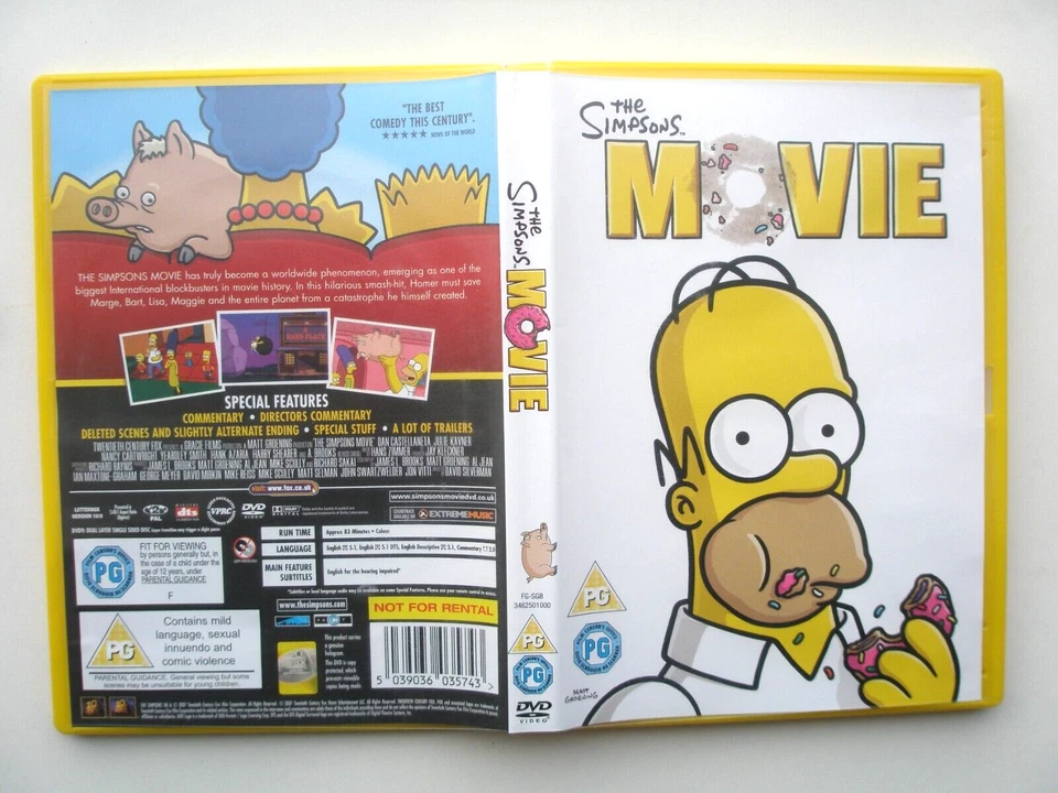 THE SIMPSONS MOVIE DVD. STARRING HOMER, MARGE, BART, LISA & MAGGIE. - Image 1 of 1