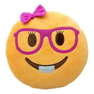 Lady Nerd Face Emoji Pillow Emoticon Cushion Plush Toy 32 CM USA SELLER!!!